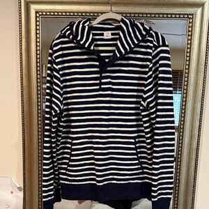Mens Navy and White Striped Hoodie